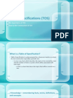 Table of Specifications (TOS)