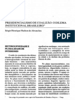 Presidencialismo de Coalizão: O dilema institucional brasileiro