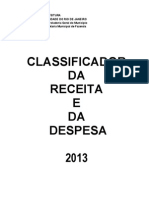 Classificador Da Receita e Despesa - 2013 - PCRJ
