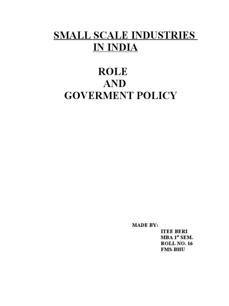 Management of Small Scale Industries in India | PDF | Exports | Small ...