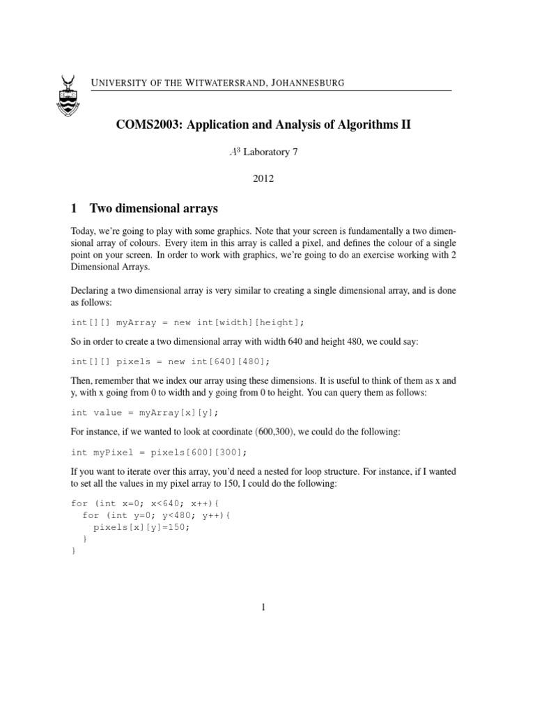 COMS2003: Application and Analysis of Algorithms II: Niversity of The ...