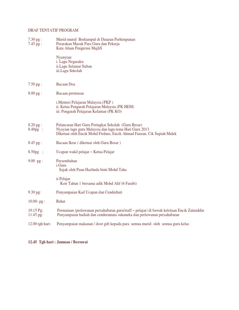 Draf Tentatif Program | PDF