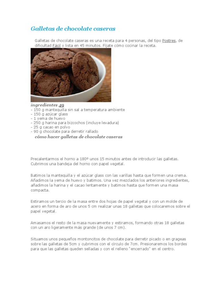Galletas de Chocolate Caseras | PDF | Galleta | Chocolate