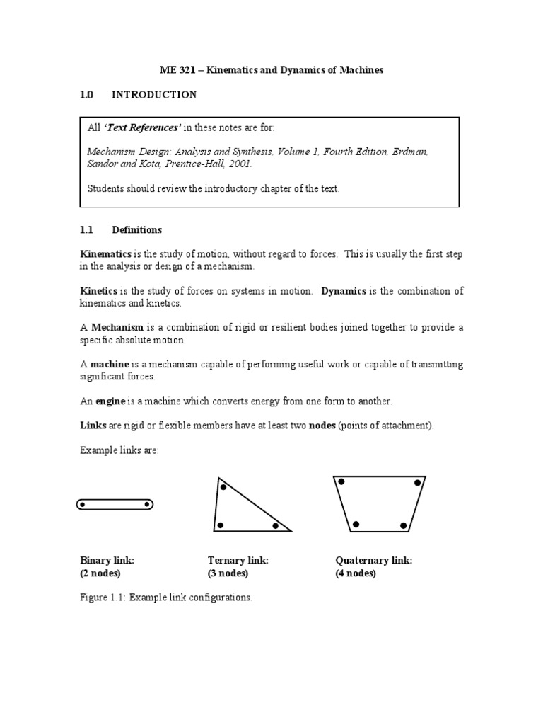 ME321 Notes 1 | Kinematics | Euclidean Geometry