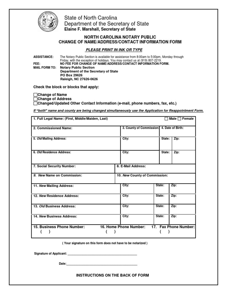 Download Name_ Address Change Form | Notary Public | Civil Law (Common Law)