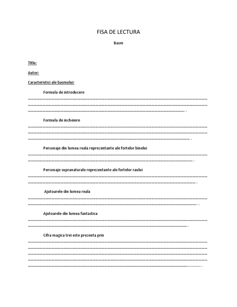 Fisa de Lectura Basm