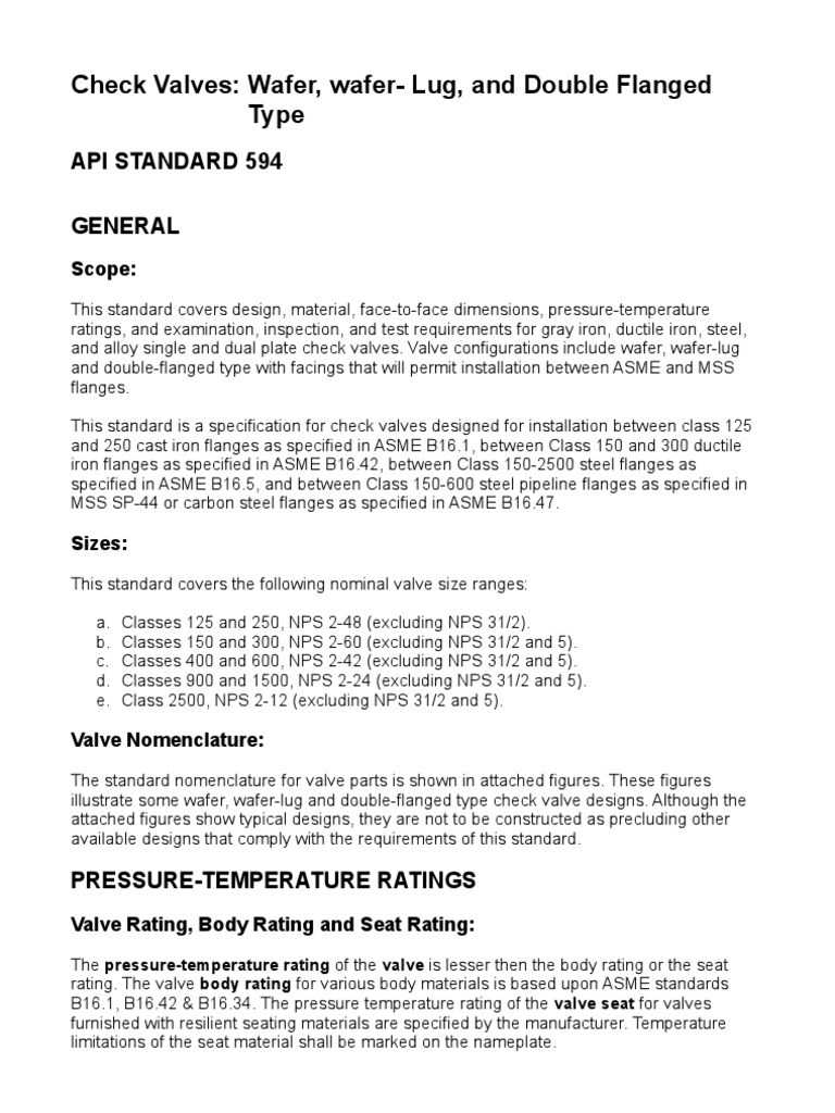 Report on API Standard 594