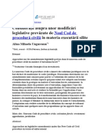 Consideraţii Asupra Unor Modificări Legislative Prevăzute de Noul Cod de Procedură Civilă În Materia Executării Silite