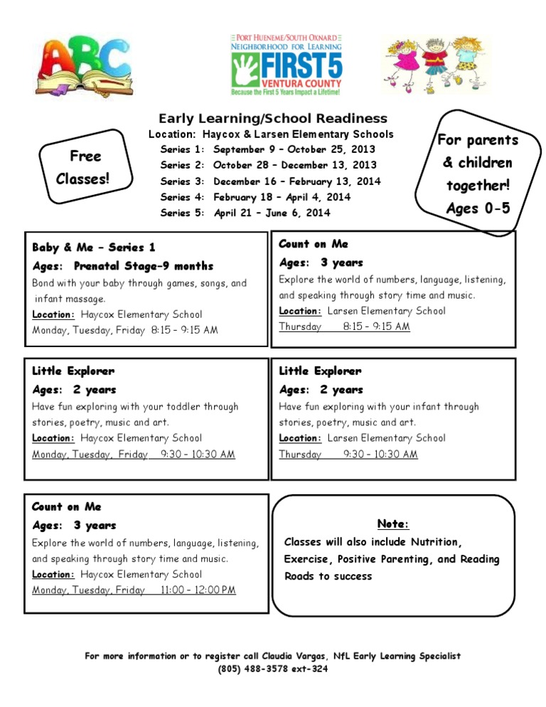 Early Learning Classes for Ages 0-5 | PDF | Language Arts & Discipline ...