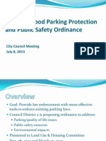 Neighborhood Parking Protection and Public Safety Ordinance: City Council Meeting July 8, 2013