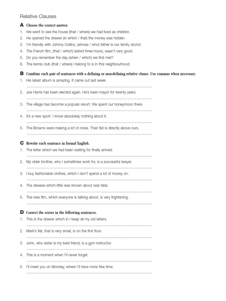 Relative Clauses: Choose The Correct Answer | PDF