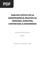 ANALISIS CRÍTICO DE LA JURISPRUDENCIA RELATIVA AL PERSONAL MUNICIPAL CONTRATADO A HONORARIO1