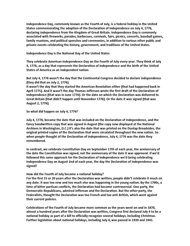 Independence Day | PDF | Independence Day (United States) | United ...