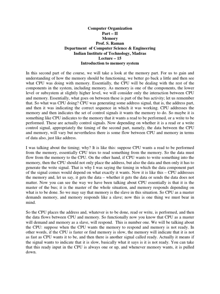 Understanding CPU-Memory Interaction | PDF | Random Access Memory ...