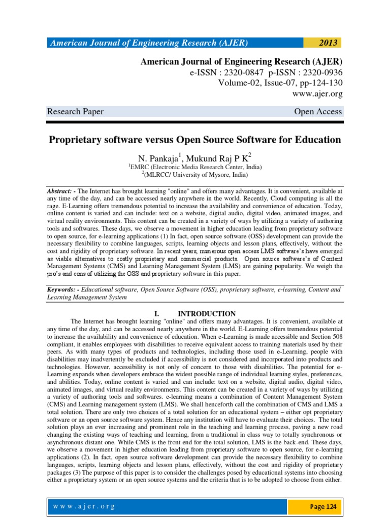 Proprietary Software Versus Open Source Software For Education | PDF