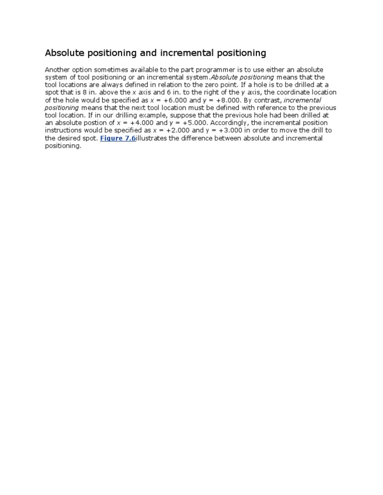 Absolute Positioning and Incremental Positioning | PDF | Teaching ...