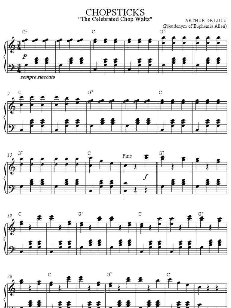 Chopsticks sheet music discount