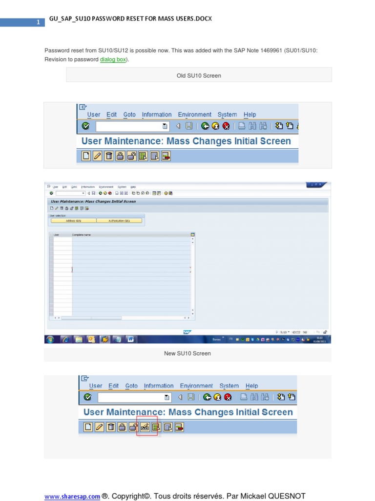 GU - SAP - SU10 Password Reset For Mass Usersx | PDF | Business | Computers