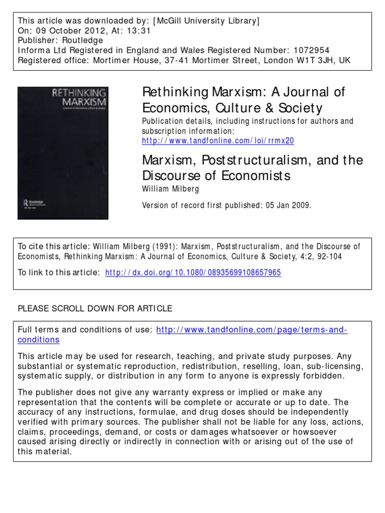 Marxism and Poststructuralism in Economics | PDF | Neoclassical ...