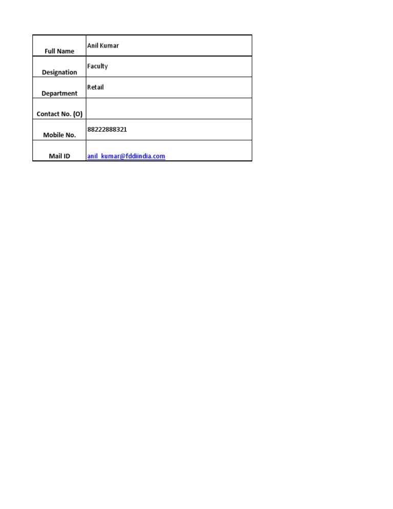 Visiting Card Format | PDF