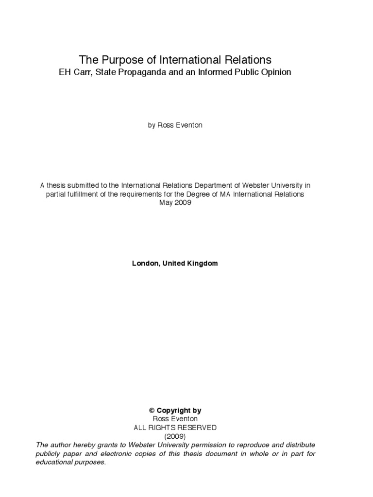 what are the purpose of international relations