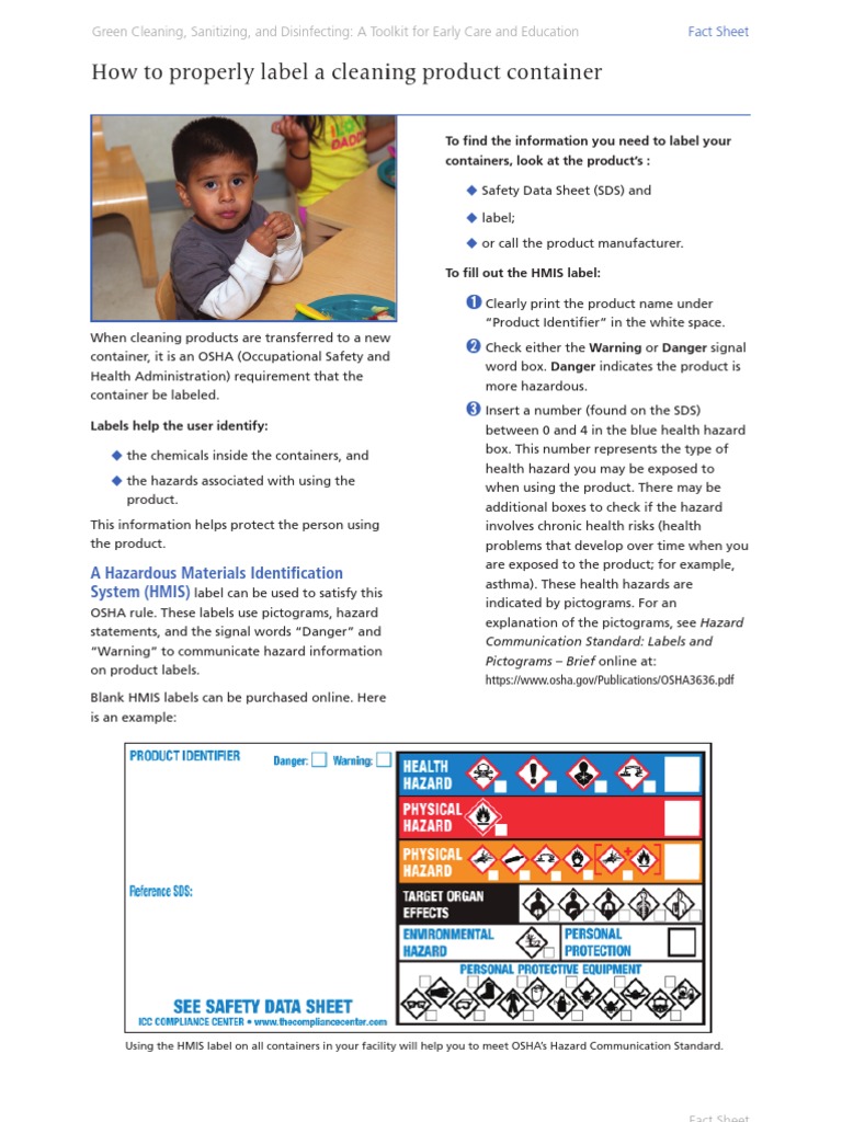 Labeling Cleaning Products Safely | PDF | Personal Protective Equipment ...