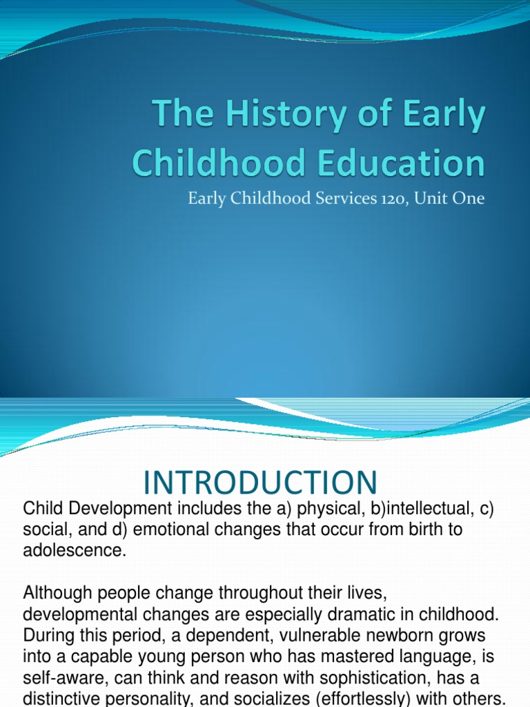 The History of Early Childhood Education Unit One Handout | PDF | Child ...