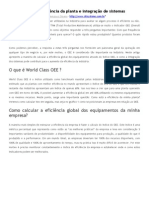 OEE, Cálculo de Eficiência Da Planta e Integração de Sistemas