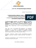 BOLETIN DE PRENSA 027 - 2013 - II TALLER FORMULACION PROYECTOS ADAPTACIÓN AL CC
