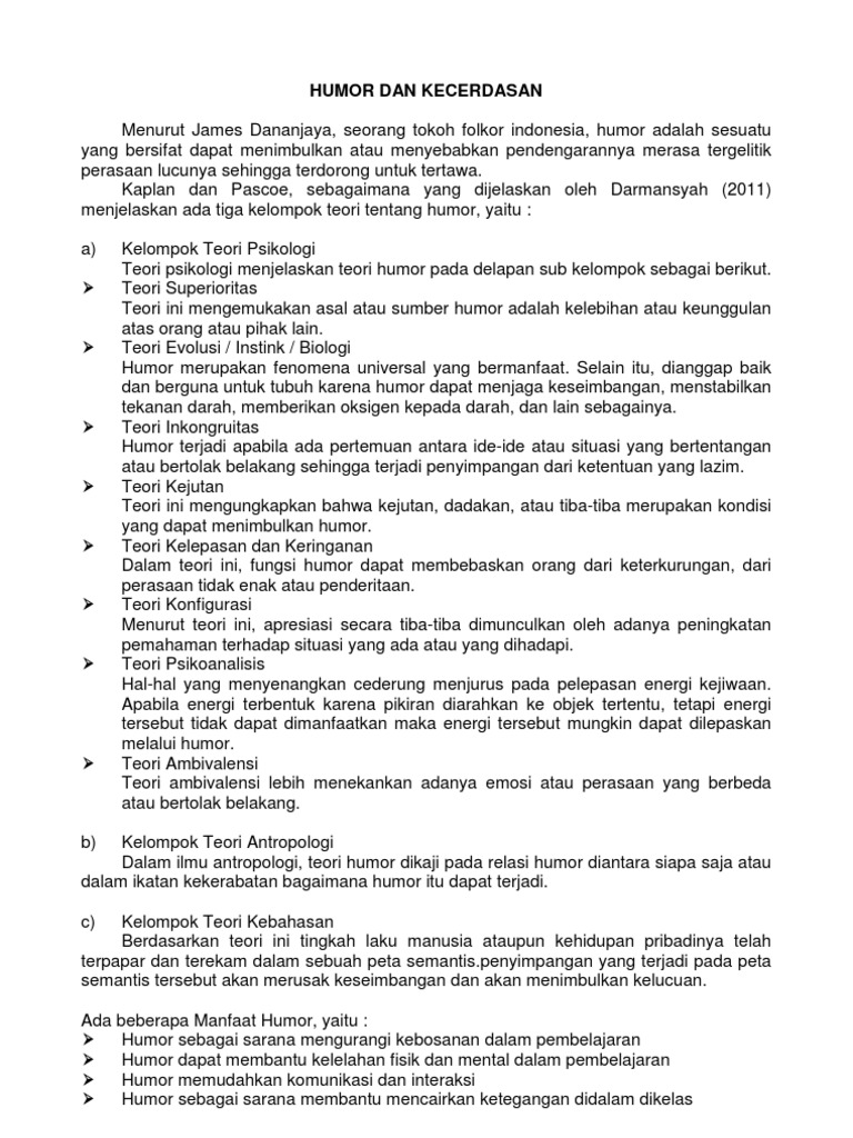 Humor Dan Kecerdasan