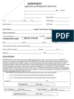 Kidsports: Coach's Application and Background Check Form