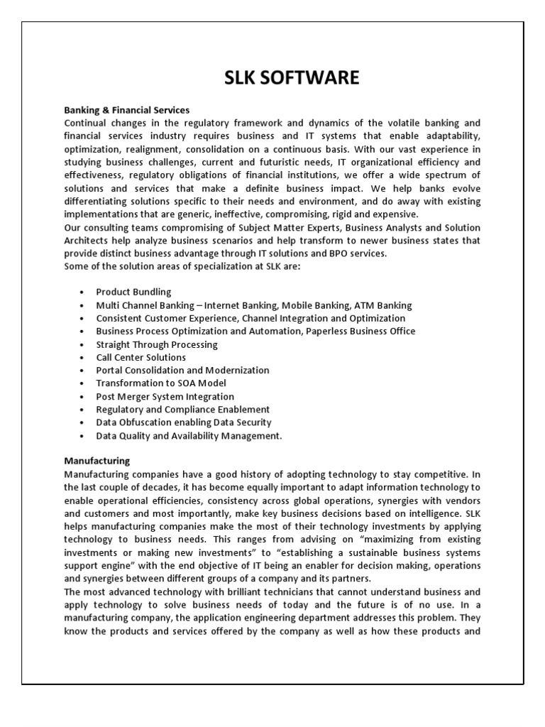 SLK's | PDF | Enterprise Resource Planning | Supply Chain