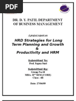 Report On HRD Strategies For Long-Term Planning & Growth and Productivity and HRM