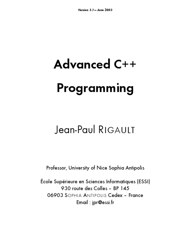 Advanced C++ | PDF | C++ | Constructor (Object Oriented Programming)