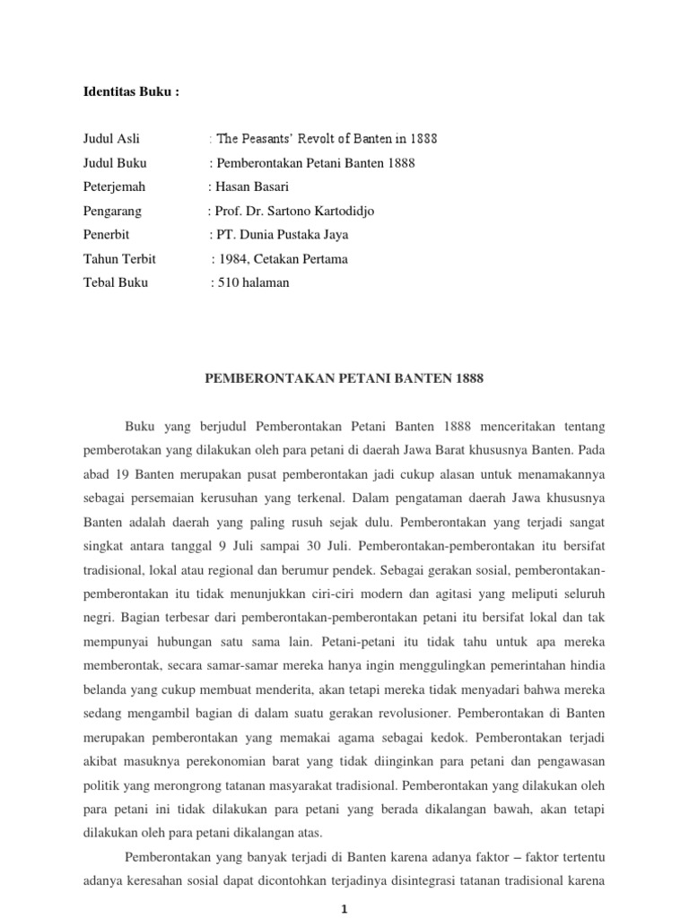 Pemberontakan Petani Banten 1888 | PDF | Politik | Sejarah