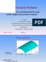 3D Structural Analysis: Deformation of A Cylindrical Barrel Vault Under Weight and Pressure Impact