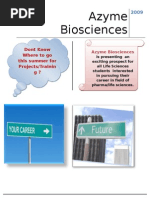 Download Summer Training at azyme Biosciences bangalore by Biotecnika SN15886688 doc pdf