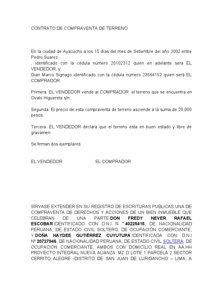 CONTRATO DE COMPRAVENTA DE TERRENO.doc Ley comparativa