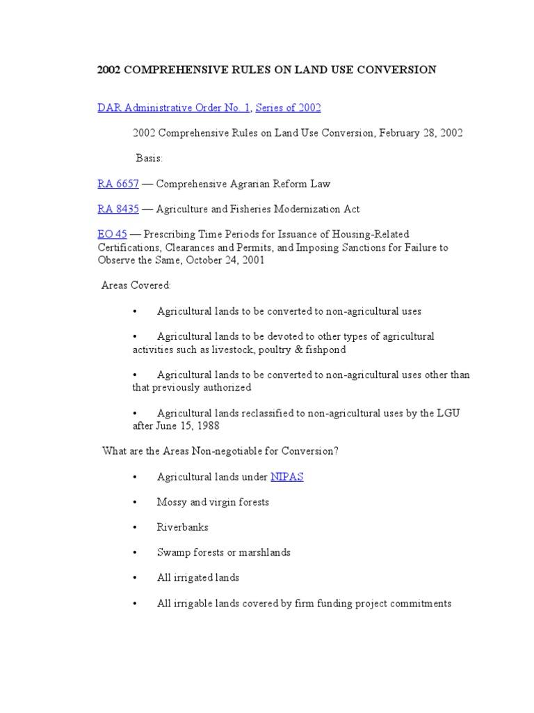2002 Land Use Conversion Rules | PDF | Surety Bond | Private Law