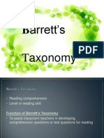 Barretts Taxonomy Levels Reading Comprehension