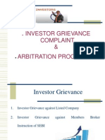 Investor Grievance Complaint & Arbitration Proceeding