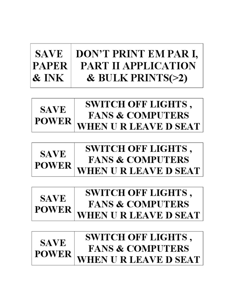 Save Resources: Paper, Ink, Power | PDF