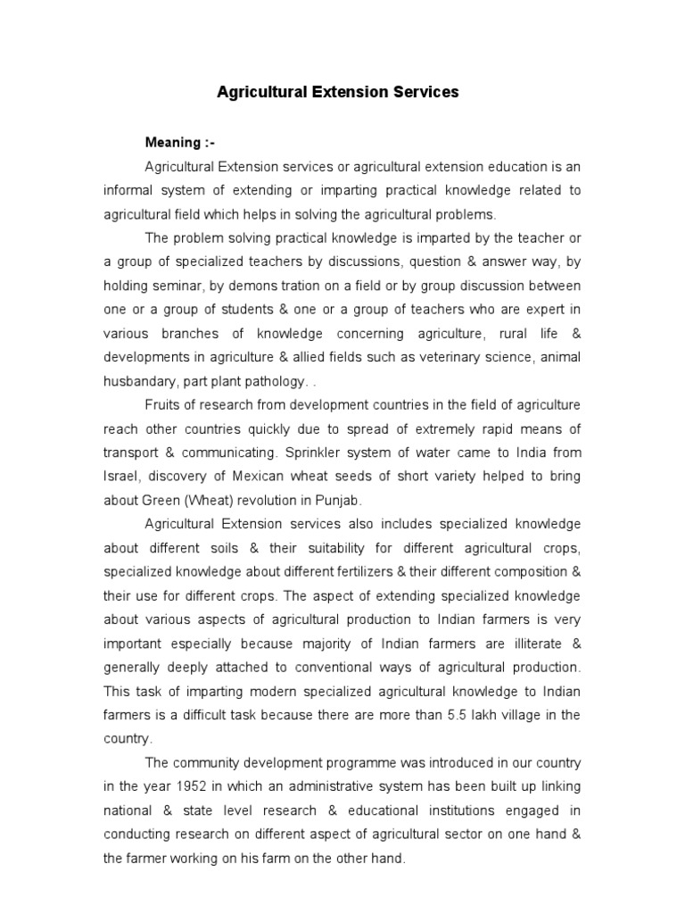 Agricultural Extension Services Guide | PDF | Agriculture | Farmer