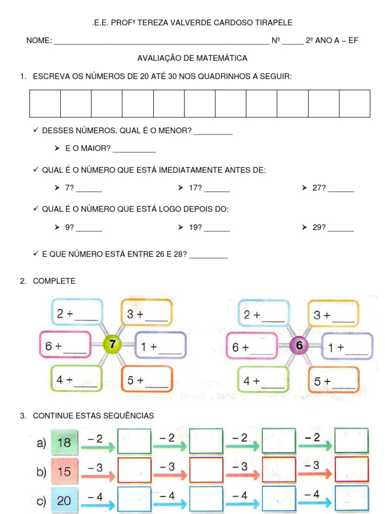 2º ano avaliação diagnóstica matemática