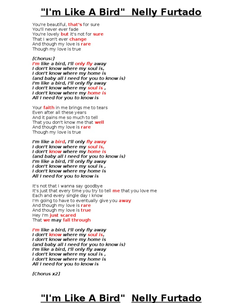 SONG I´M LIKE A BIRD BY NELLY FURTADO | Recorded Music | Songs