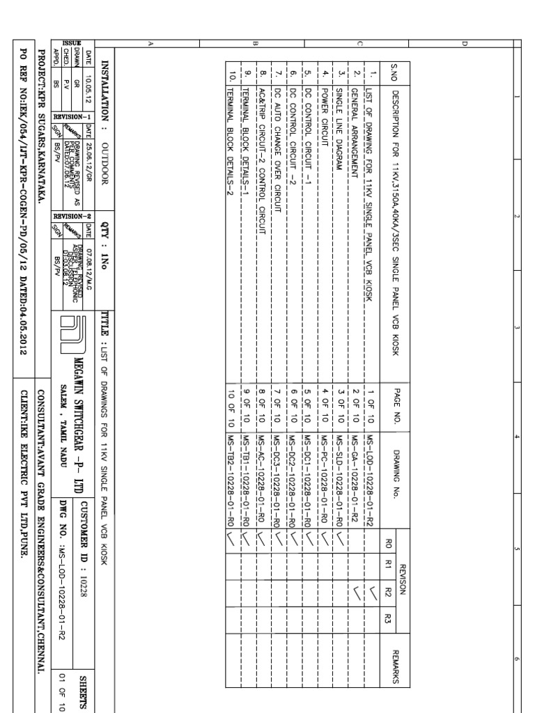 11kv Kiosk Panel Drawing Switch Relay