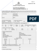 Application For Admission To M.Tech / M.Planning DEGREE COURSE 2013 - 14