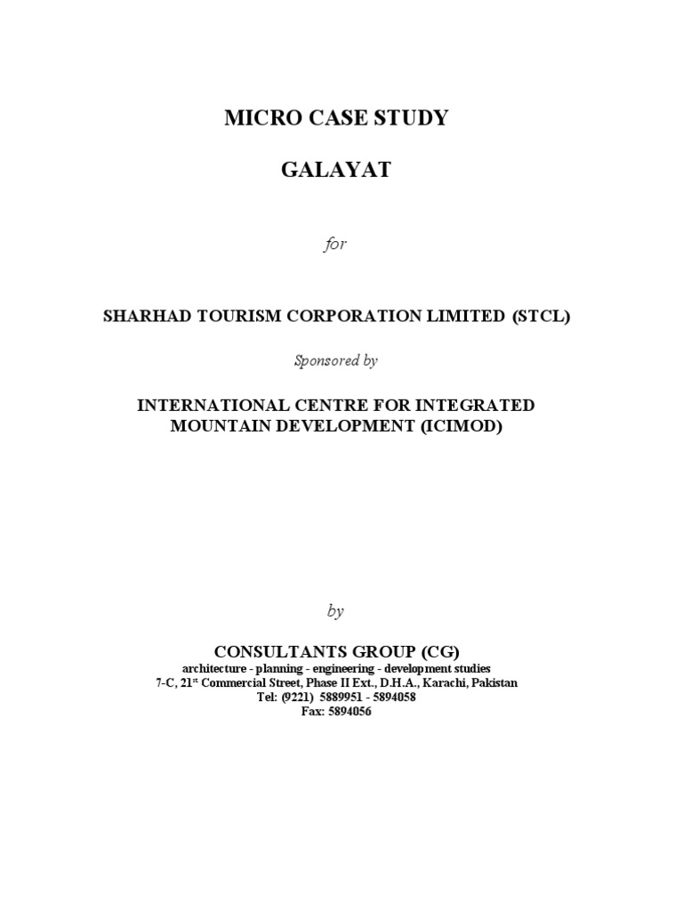 Micro Case Study Galayat: Sharhad Tourism Corporation Limited (STCL) | PDF