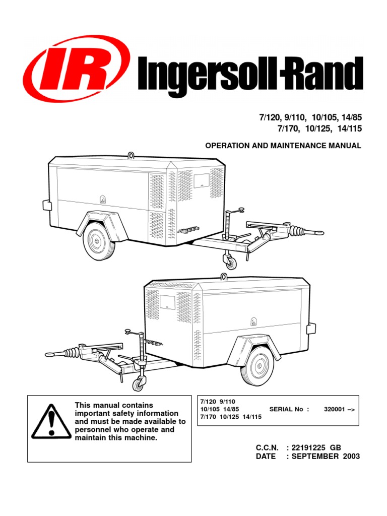 Ingersoll rand Portable Diesel Compressor Operation Manual | Valve |  Trailer (Vehicle)