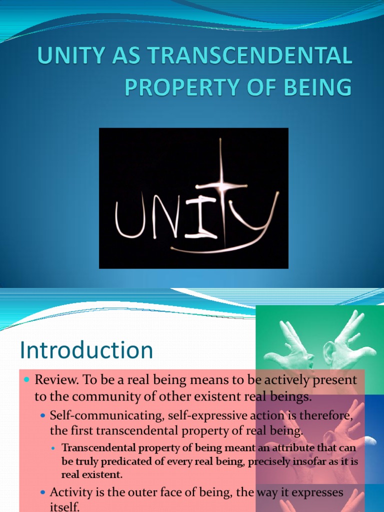 Unity as Transcendental Property of Being Causality Analogy